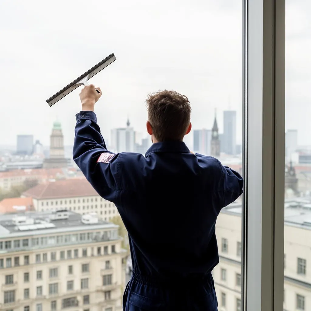 Streifenfrei gereinigte Fensterfront von innen und außen