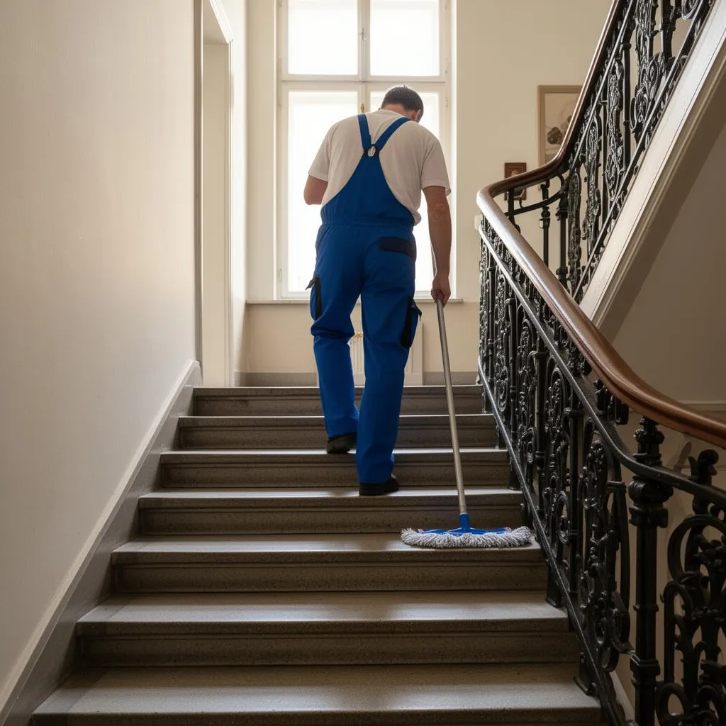 Frisch gereinigtes Treppenhaus eines Mehrfamilienhauses